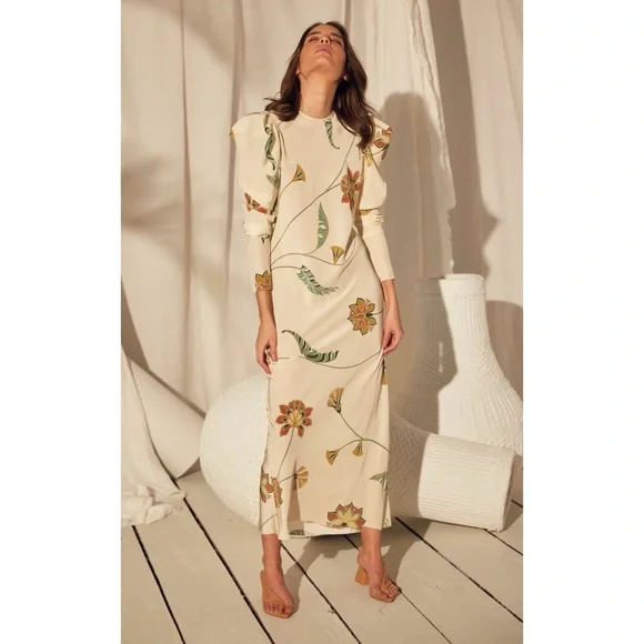 Johanna Ortiz Splashing Flowers Silk Dress - Picture 2 of 4